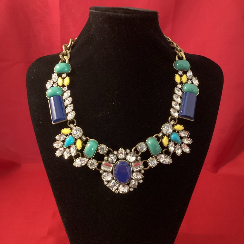Mark. Statement necklace blue green and rhinestone